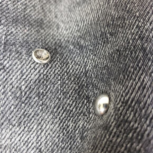 Levi’s Wedgie Jeans Shorts High Waist Cotton Frayed Hem Studs Black Wash Size 27 - Picture 7 of 10